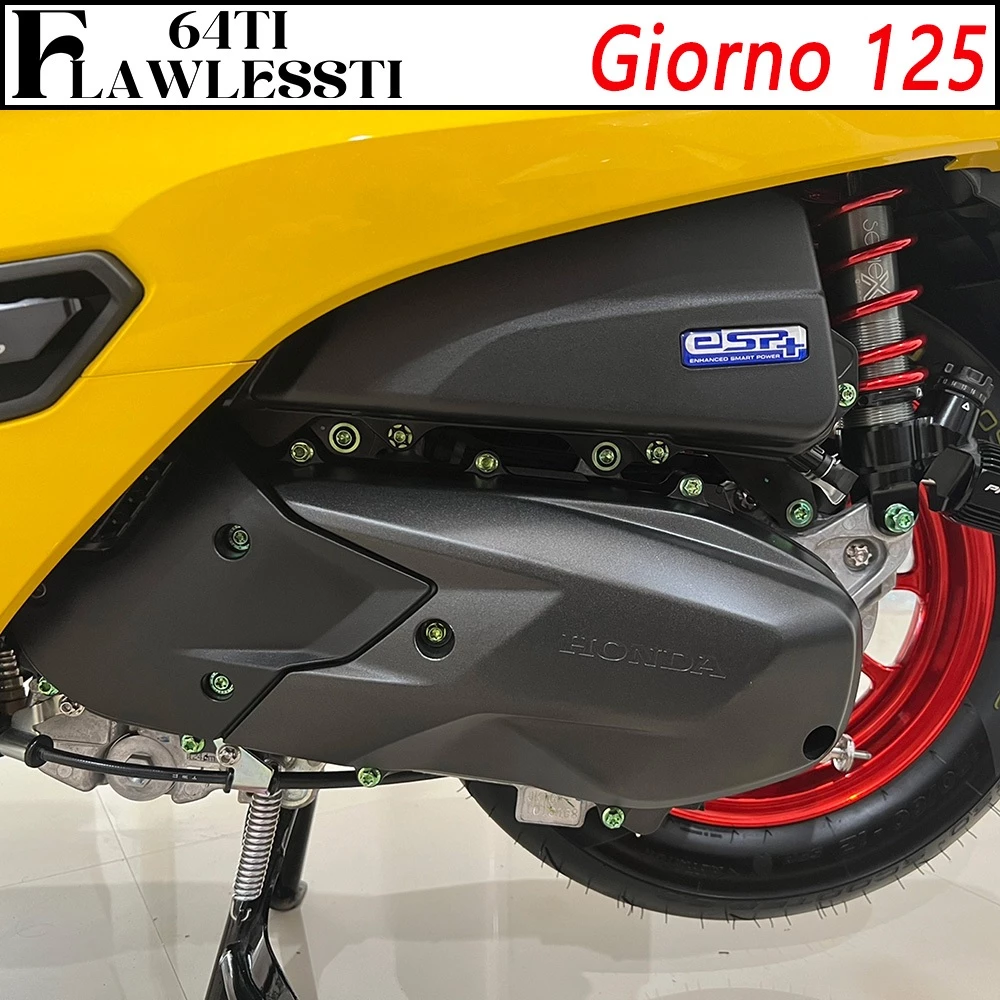 FLAWLESSTI Honda Giorno 125 Gr5 Titanium Bolt Set - Crankcase, Oil Cover, Front Brake Caliper Disc, Exhaust, Swingarm
