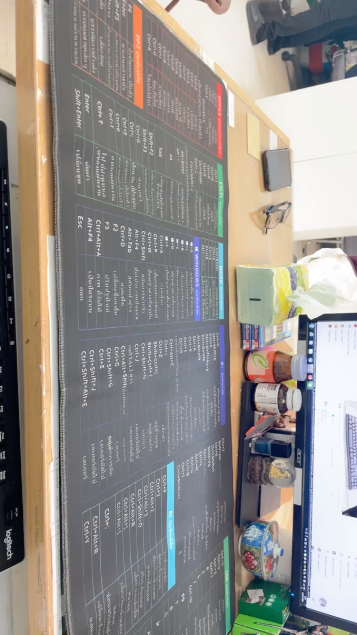 reviewแผ่นรองเม้าส์ขนาดใหญ่ Mouse Pad แผ่นรองเม้าส์ Shortcut Keys สกรีนคีย์ลัด โปรแกรม Office Excel Word PPT PS CAD เล่นเกม comment 0