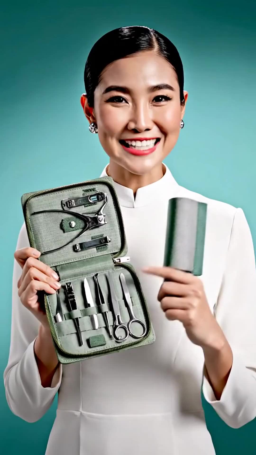 MRGREEN 8 in 1 ชุดกรรไกรตัดเล็บ สเตนเลส แนวทะแยง สีเขียว สไตล์เยอรมนี สําหรับดูแลเล็บมือ