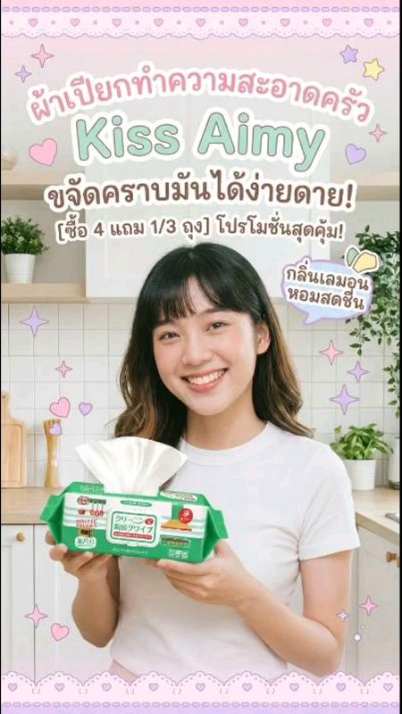 Khăn ướt tẩy rửa bếp Kiss Aimy sạch sẽ hết sức, hương chanh tươi mát #đồ_dùng_dọn_dẹp #bếp_sạch #KissAimy