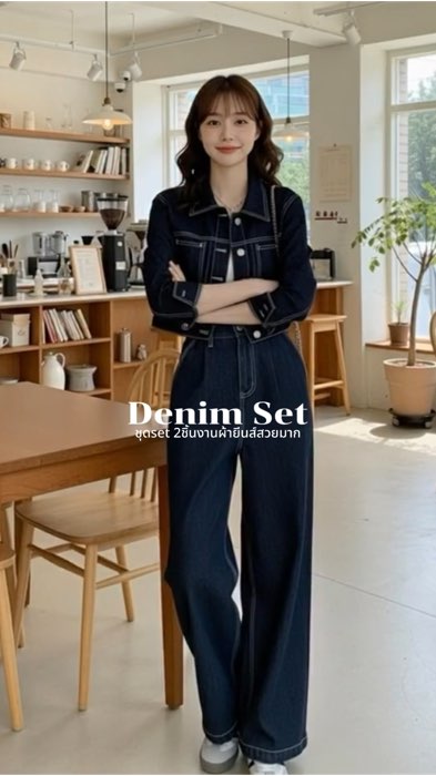 Denim set น่ารักคุ้มมาก สวยผ้ายีนส์ดีงาม‼️‼️‼️ #เสื้อเชิ้ตยีนส์ #ชุดไปคาเฟ่ #ชุดไปต่างประเทศ #ชุดไปเที่ยว #denim #ootd