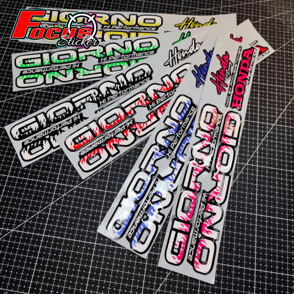 โลโก้พรีเมียม 3D GIORNO Hi-Performance ลายไฟสะท้อนแสง เคลือบเงาใส ยืดหยุ่นเข้ารูป (1 แผ่น 4 ชิ้น) - อะไหล่แต่ง Giorno+