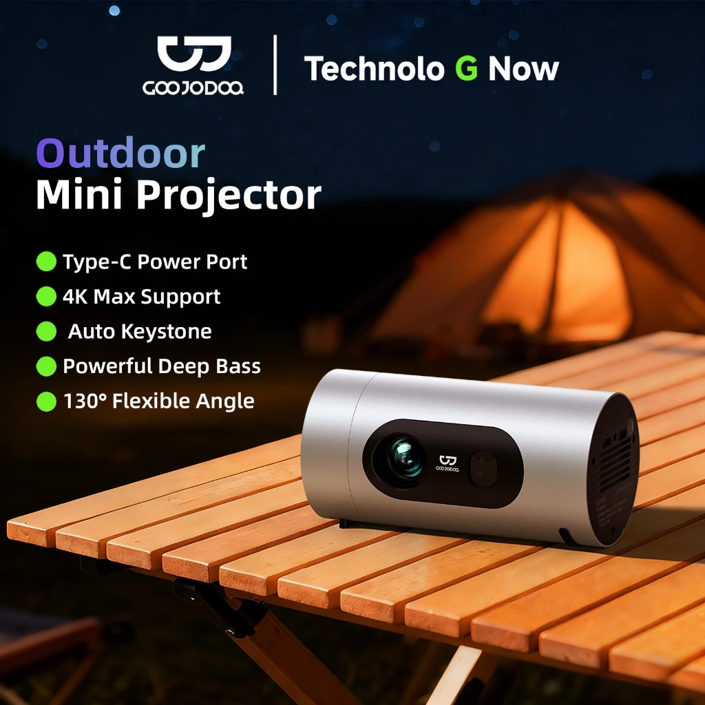 GOOJODOQ โปรเจ็กเตอร์  Type C พกพาได้ Android 13 Projector Bluetooth Wifi 6 พร้อมลำโพง 5W